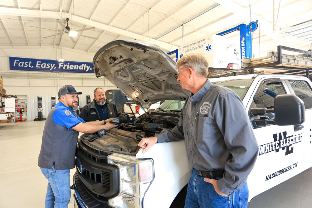 White Electric gets their fleet vehicle inspected by the Tipton Ford fleet service team.